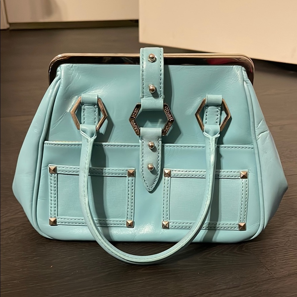Gianni Bini Light Blue Frame Satchel Bag | Vintage Doctor Style Purse